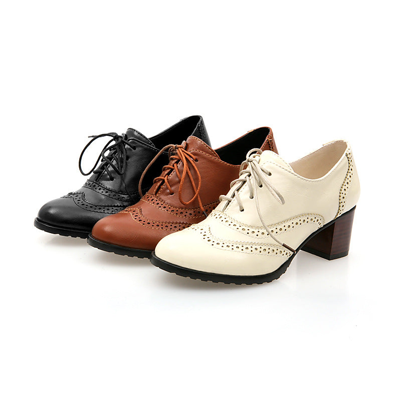 Lace Up Women  Oxford  Mid Heels Shoes  1947 meetfun