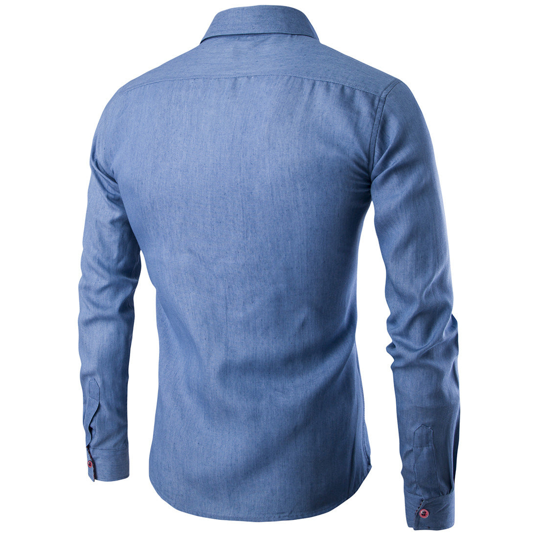 Casual Style Lapel Collar Pockets Design Bleach Wash Long Sleeves Denim Shirt For Men 9578