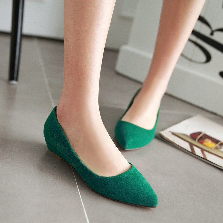 Pointed Toe Suede Women Wedges Heels Shoes 5682