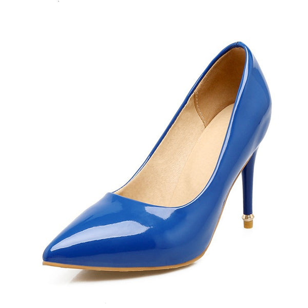 Pointed Toe Patent Leather Pumps Women Stiletto High Heels Shoes 1512