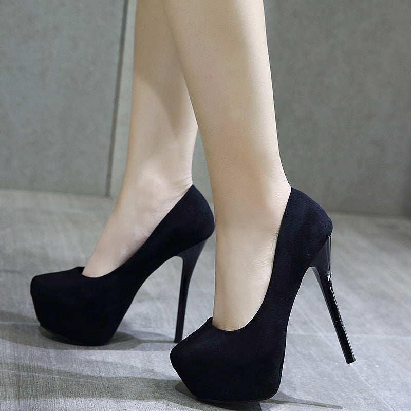 round toe suede heels