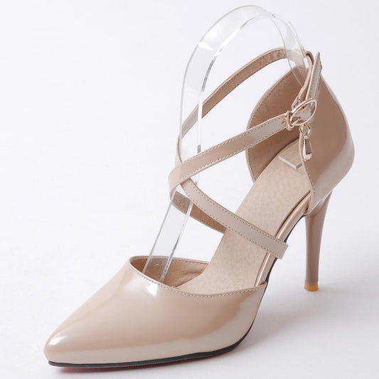 Women's Ankle Straps Pointed Toe High Heels Shoes 4112