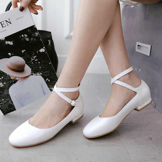Patent Leather Straps Women Flat Shoes 2804