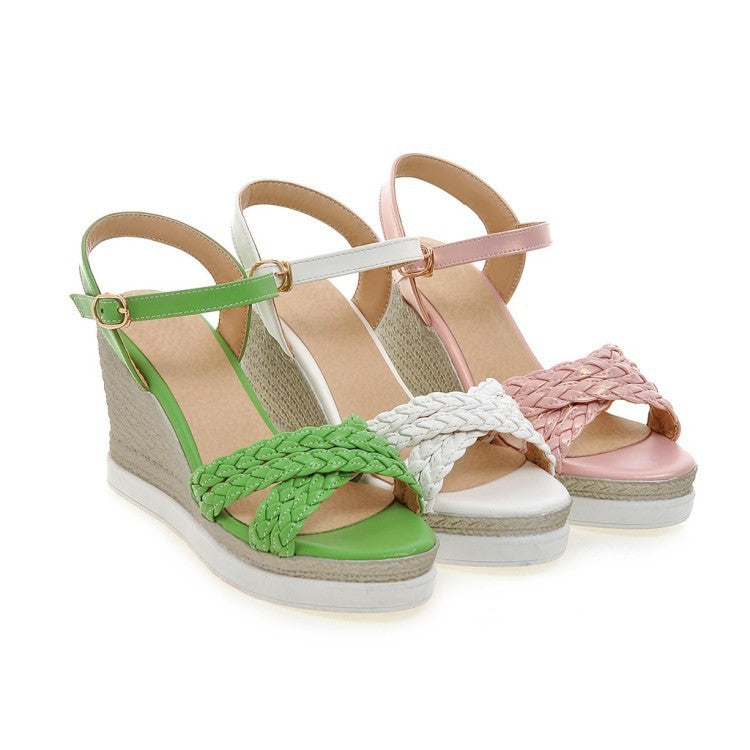 Ankle Strap Women Platform Sandals Wedge Heels Shoes for Summer 1026