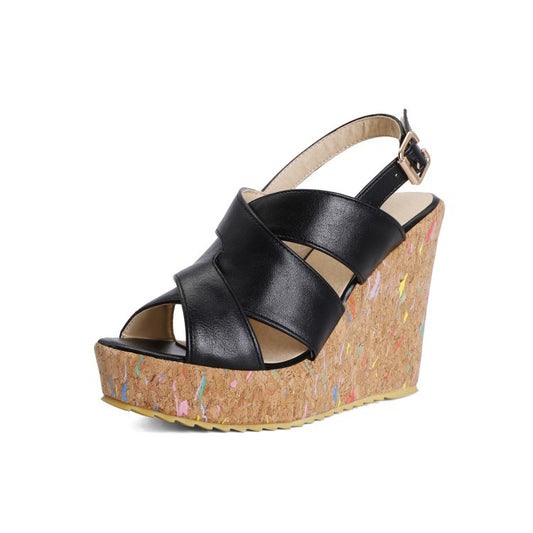 Women's Buckle Platform Wedges Sandals