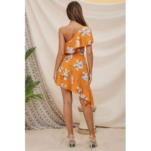 Holiday Print Irregularity Flounce Women's Dresses