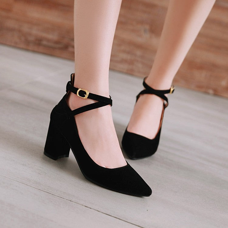 Ladies's Women's Chunky Pumps High Heels Buckle