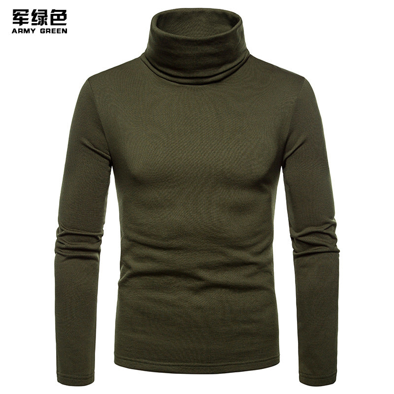 Men's Plus Size Fleece Warm Turtle Neck Long Sleeves T-shirt