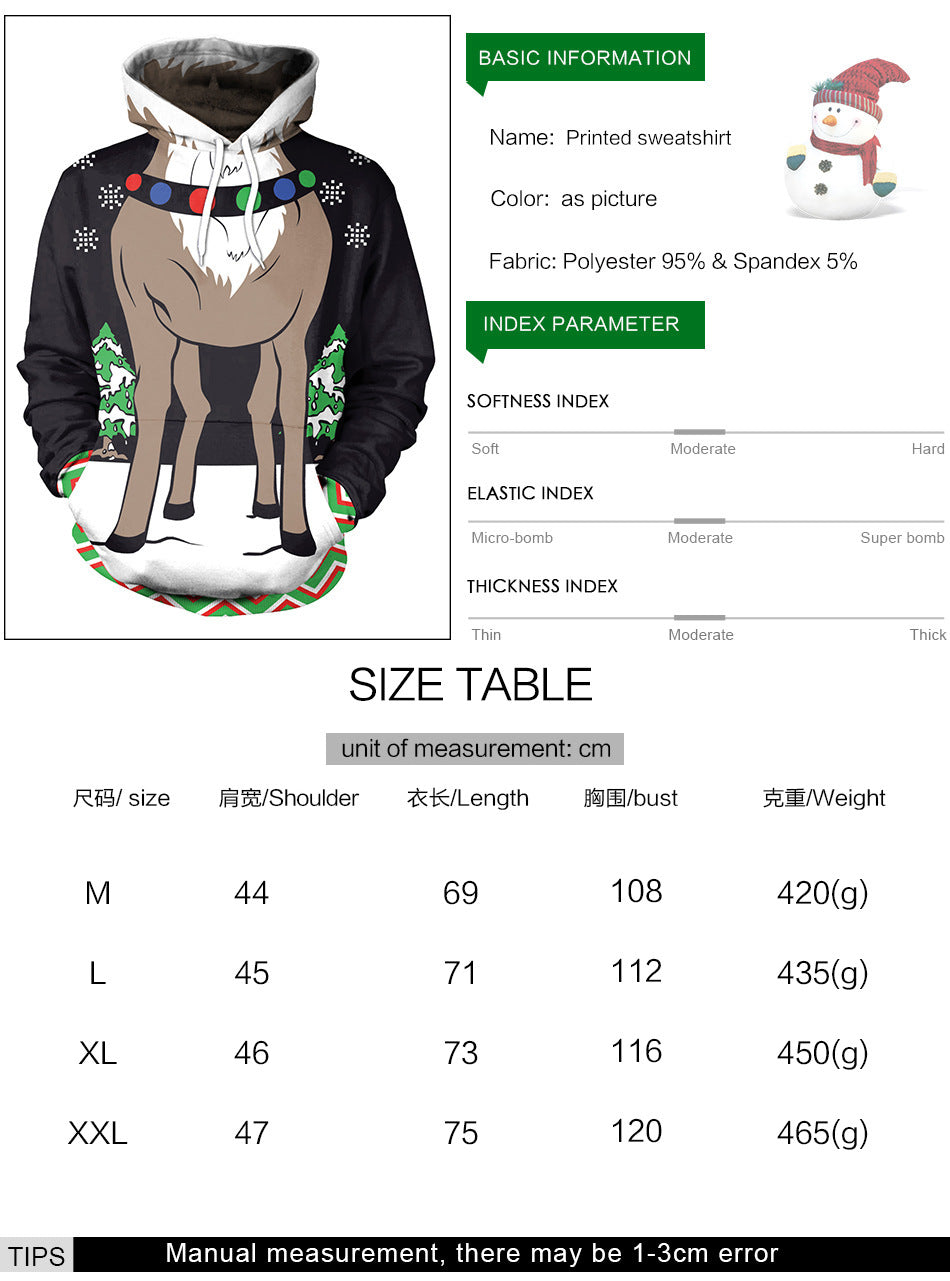 Christmas Reindeer Print Hoodie