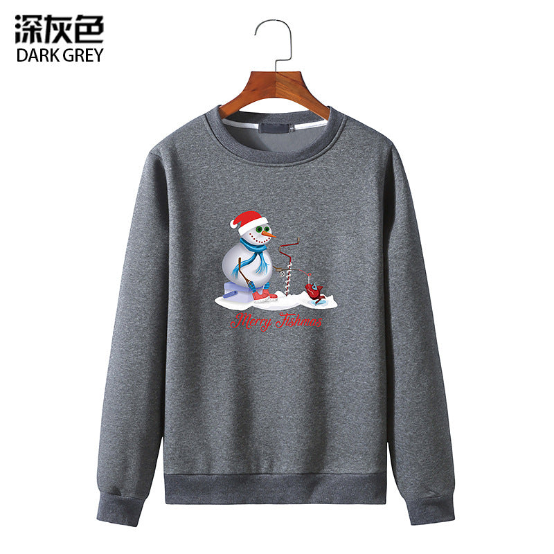 Men's Christmas Snowman Print Round Neck Long Sleeve Sweatshirt