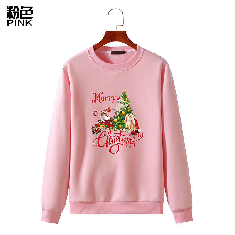 Men's Christmas Cat Print Round Neck Long Sleeve Sweatshirt