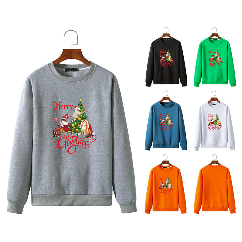 Men's Christmas Cat Print Round Neck Long Sleeve Sweatshirt