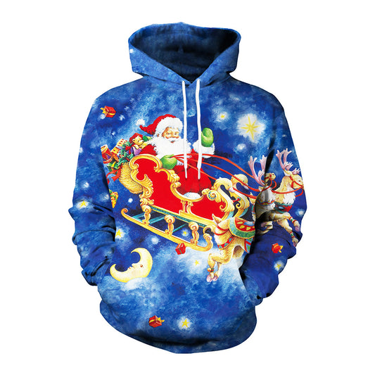 Couple Christmas Eve Printed Casual Pullover Hoodie Sweater