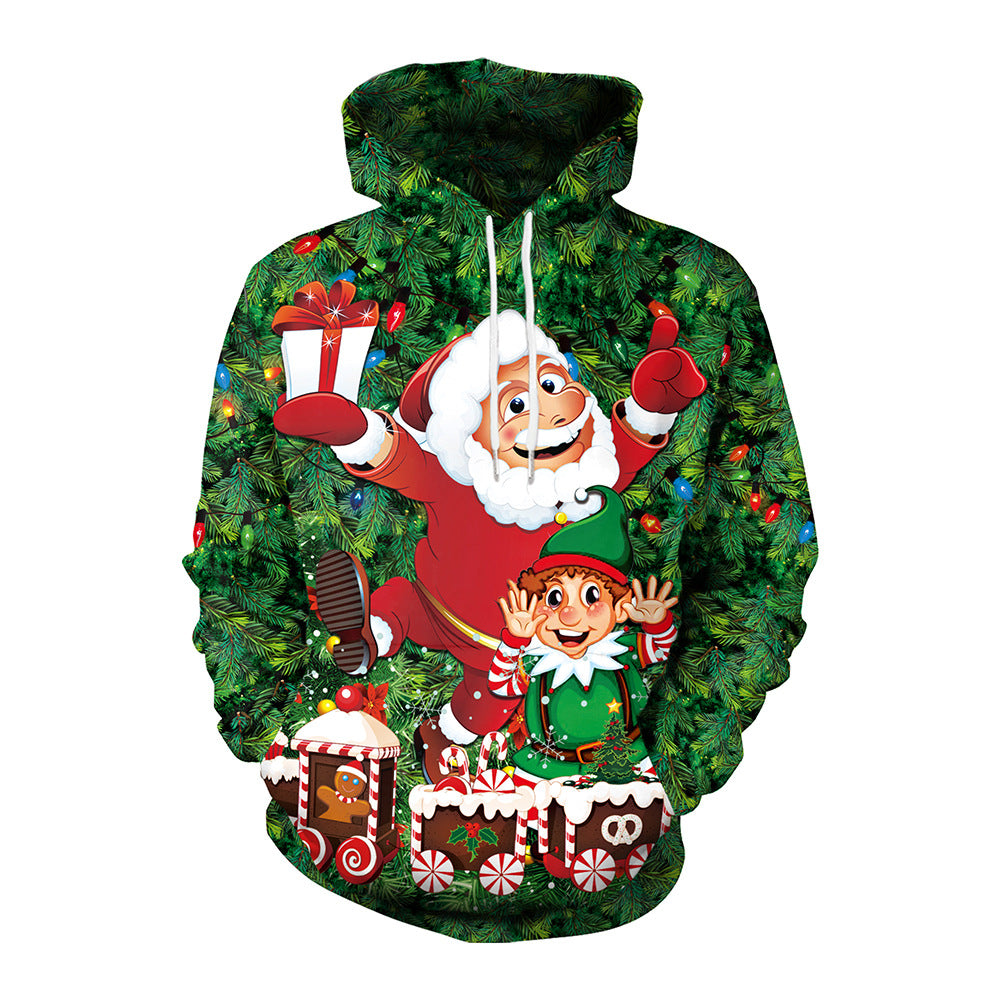 Couple Christmas Printed Casual Pullover Hoodie Sweater