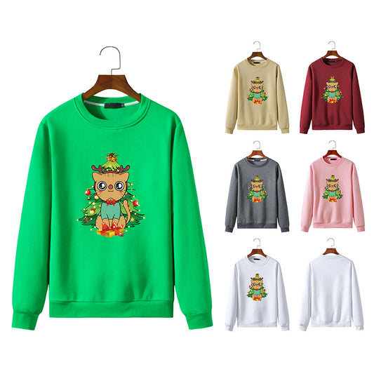 Men's Christmas Cat Print Round Neck Long Sleeve Sweatshirt