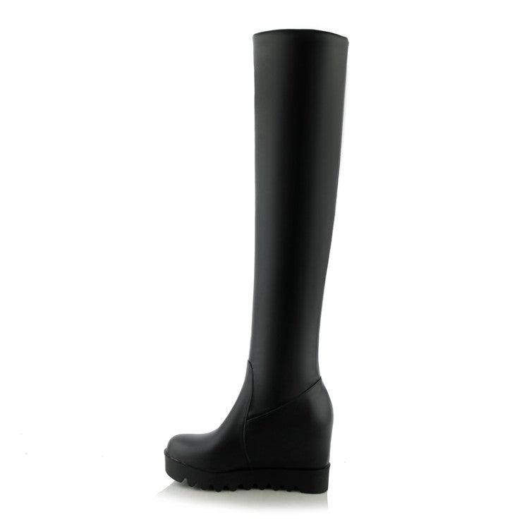 Side Zip Platform Tall Boots Shoes for Women 6613