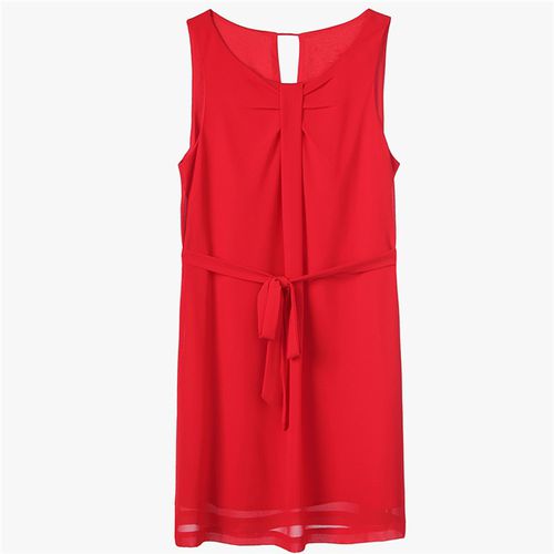 Round Neck Chiffon Suspender Skirt Chest Fold Beam Waist Strap Women Dresses