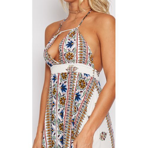 Dsexy Beach Holiday Halter Print Women's Dresses