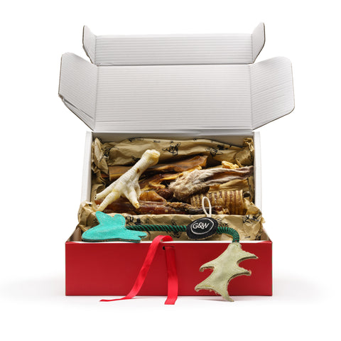 Christmas Treat Box with natural treats & eco dog toy