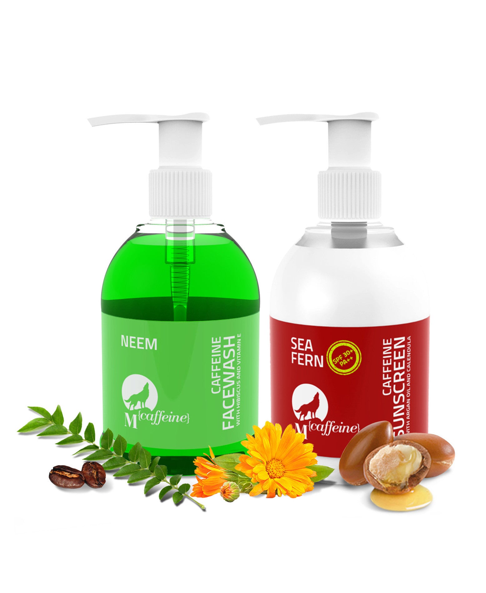 Tan Protection Kit - Neem Caffeine Face Wash + Sea Fern Caffeine Sunscreen