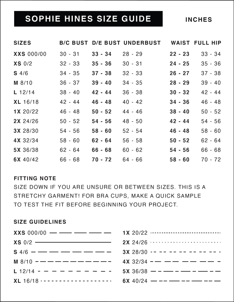 Sophie Hines Size Chart