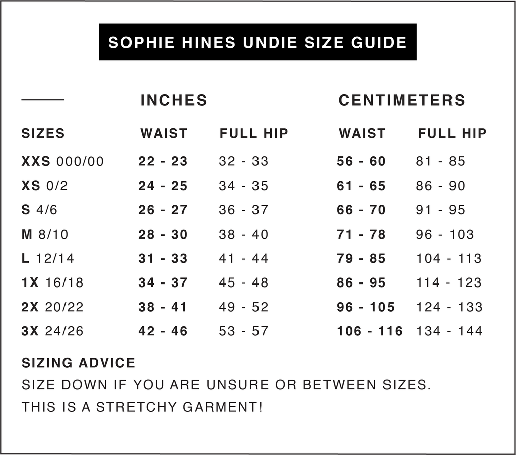 sophie hines underwear size chart