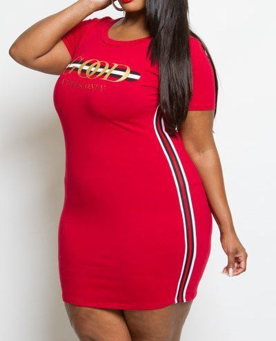 red plus size t shirt dress