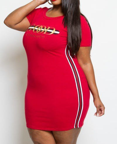 plus size red t shirt dress