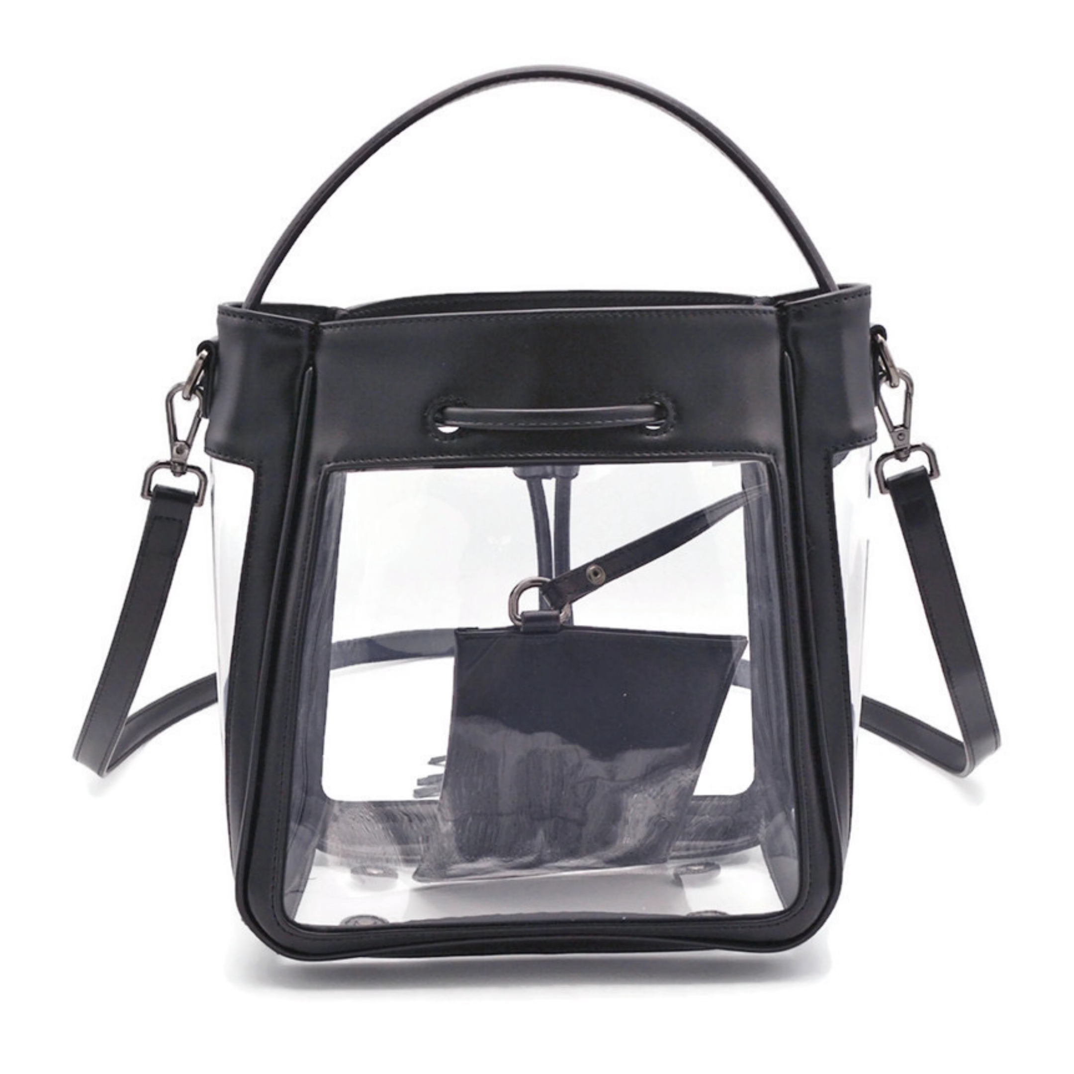 The Bare Bucket | Classic Black | Policy Handbags | Clear Bag Policy ...