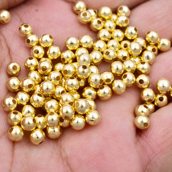 1200Pcs 4mm Smooth Round Beads Gold Spacer Loose Ball Beads for Bracelet  Jewelry Making Craft Gold 4mm