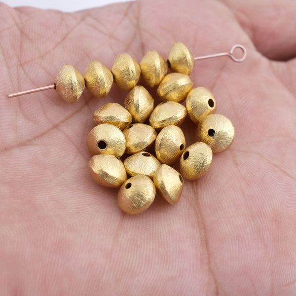 50 Antique Gold-Plated 8x5mm Corrugated Bicone Metal Spacer Beads