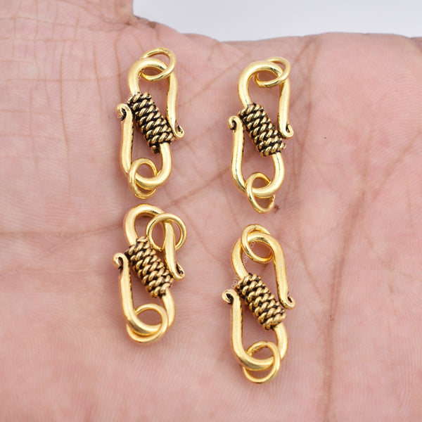 Hook and Eye Clasp, Gold Hook Clasp Set, Shepherds Hook Clasp