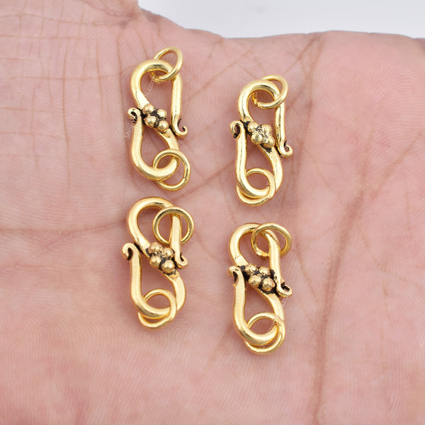 Gold S Clasp, Gold Necklace Clasps, Gold S Hook Clasp, Bracelet Findings,  Gold Plated Toggle, Necklace Clasp, S Clasp, 2 pc