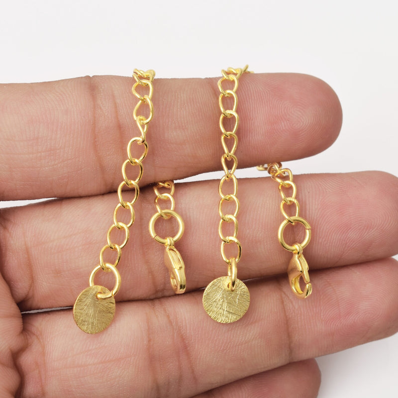 6pcs - 4'' Gold Plated Circle Charms Chain Extender