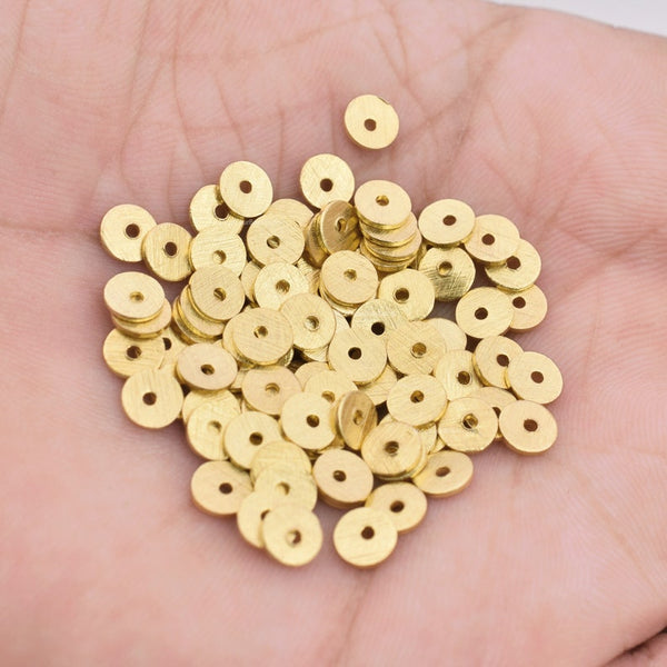 18mm 5pc Large Gold Spacer Beads, Heishi Beads Gold Heishi Beads, Gold Flat  Disc, Gold Spacer Beads for Jewelry Making, Brushed Finish 