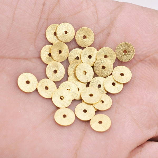 Brushed Gold Copper gold flat disc beads spacers - Brushed Disk heishi –  Bead Boat