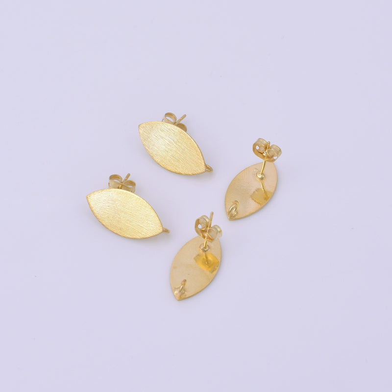 Gold Brushed Marquise Ear Studs For Earring Makings