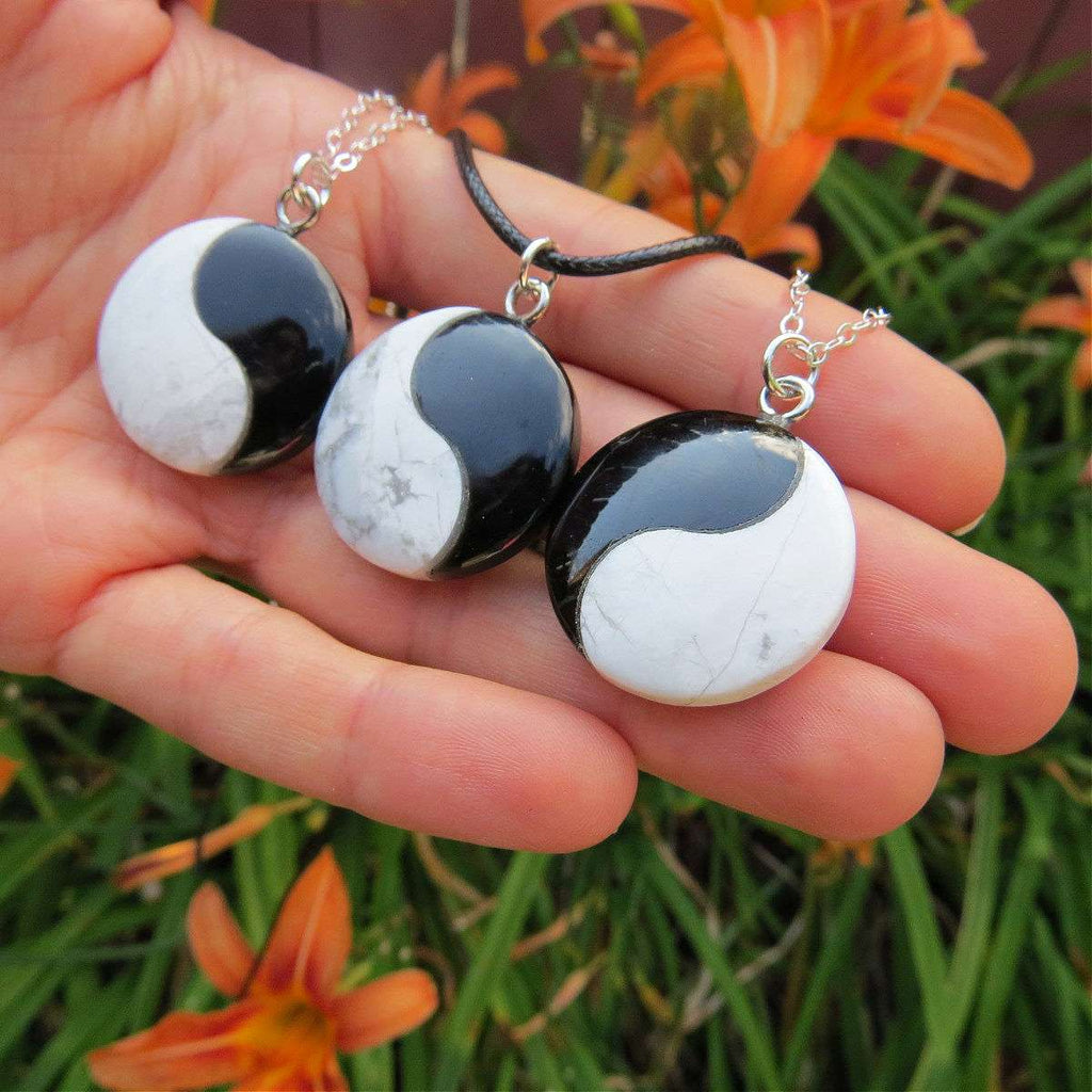 Crystal Yin Yang Necklace W Howlite Onyx Healing Stones Crystalline Dream