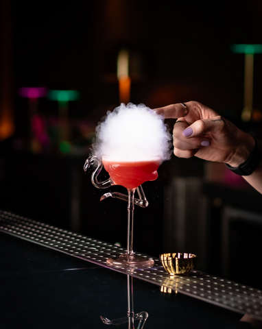 flavour Blaster™️ flamingo glassware with bubble aroma