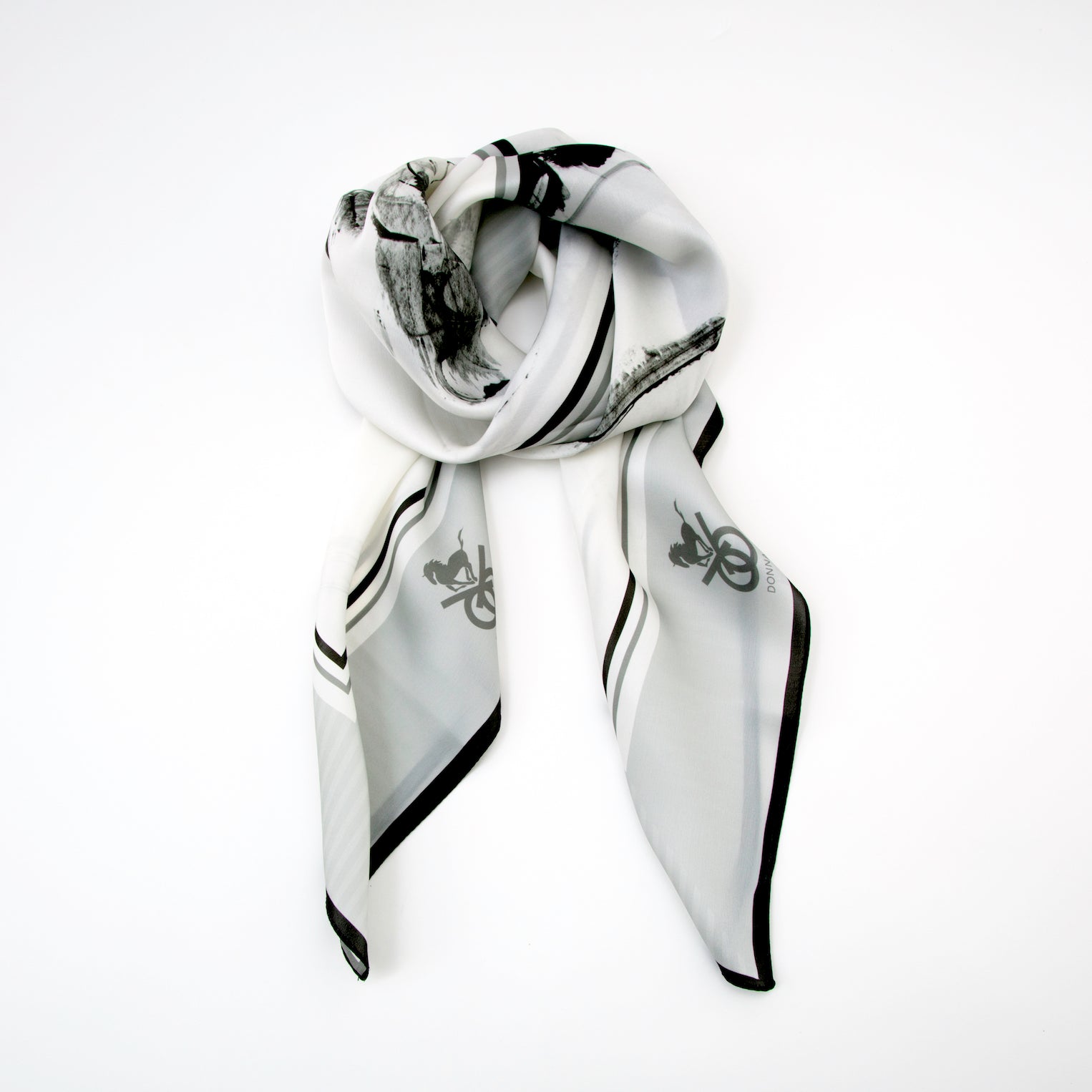 black white silk scarf