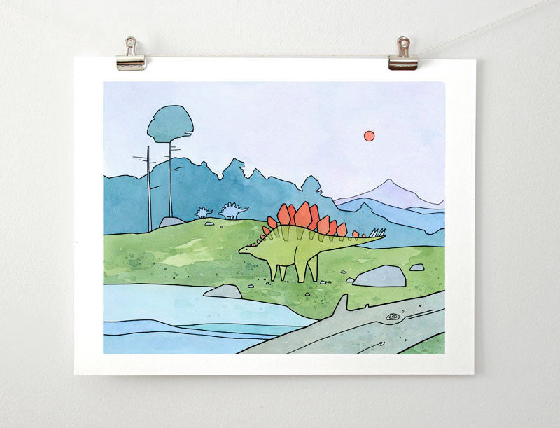 Stegosaurus illustration art print