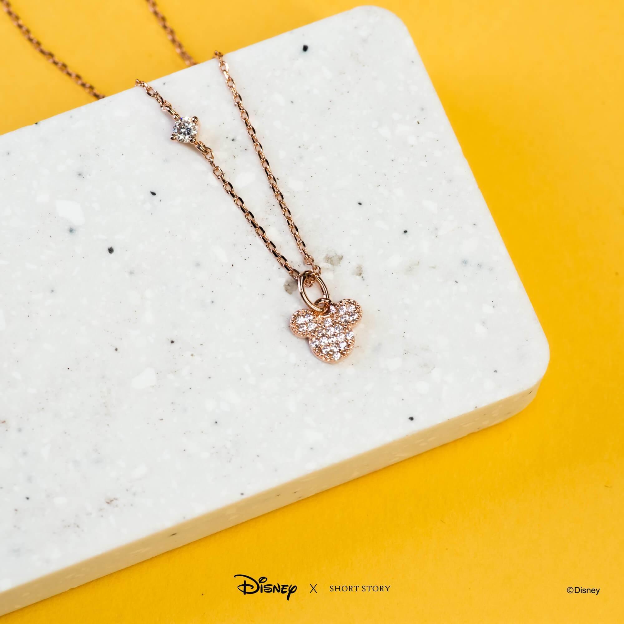 mickey mouse rose gold necklace