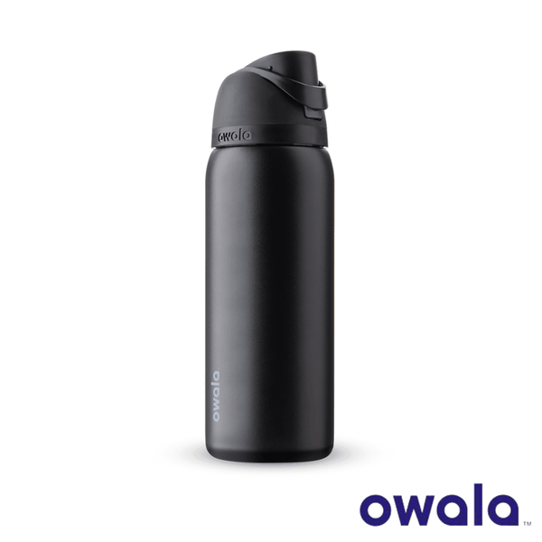 Owala FreeSip Water Bottle Stainless Steel, 32 Oz., Very Dark Black 