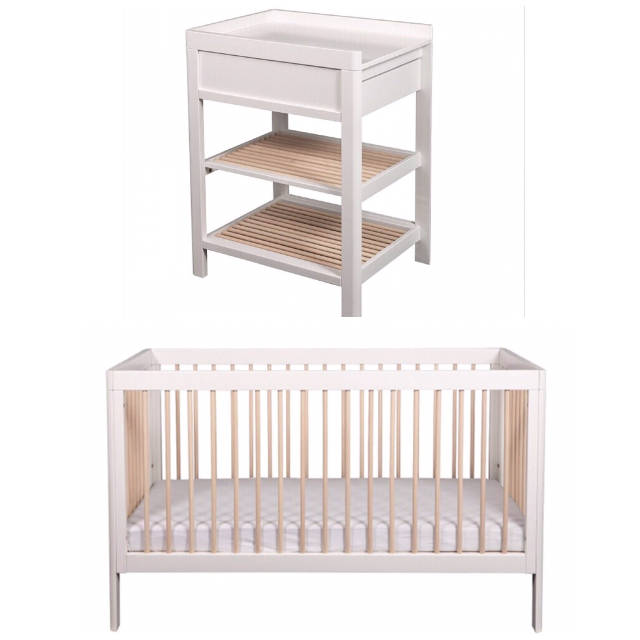 white cot and change table