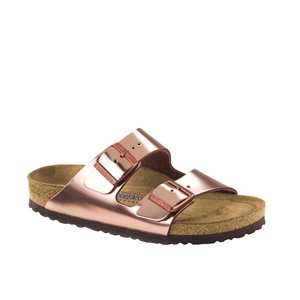 birkenstock arizona two strap metallic copper