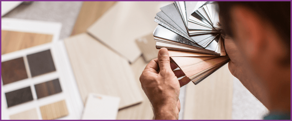 Man choosing luxury vinyl tiles