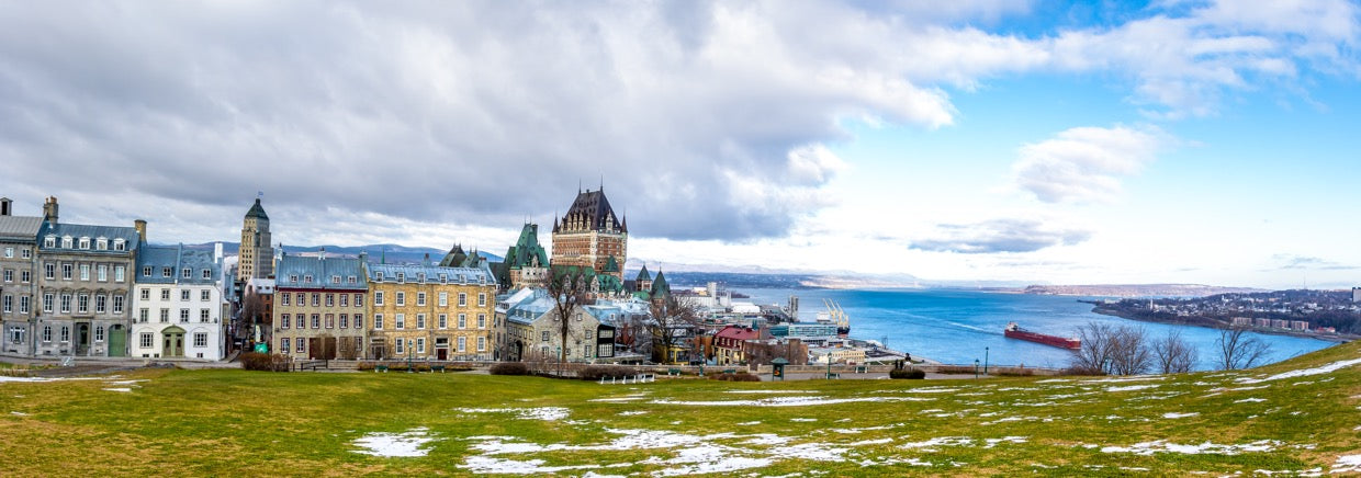 panoramic view of Quebec City including the Château Frontenac and the St. Lawrence River