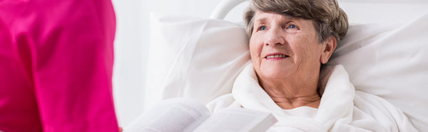 Grandmother in hospital bed