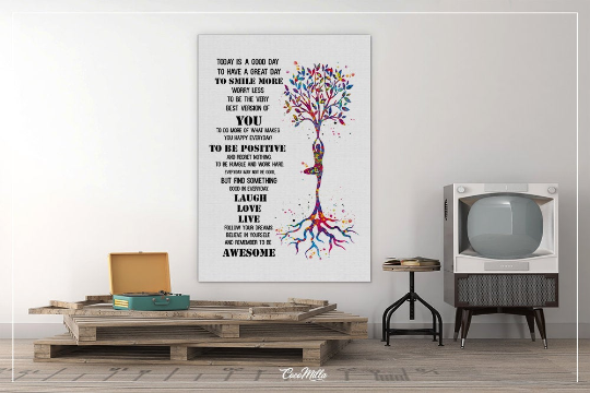 Yoga Art Today Is A Good Day Motivational Quote Watercolor Print Yogi Cocomilla