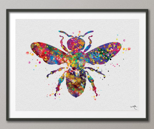 Bumble Bee Watercolor Print Honey Bee Queen Bee Wall Art Bee Keeper Po Cocomilla